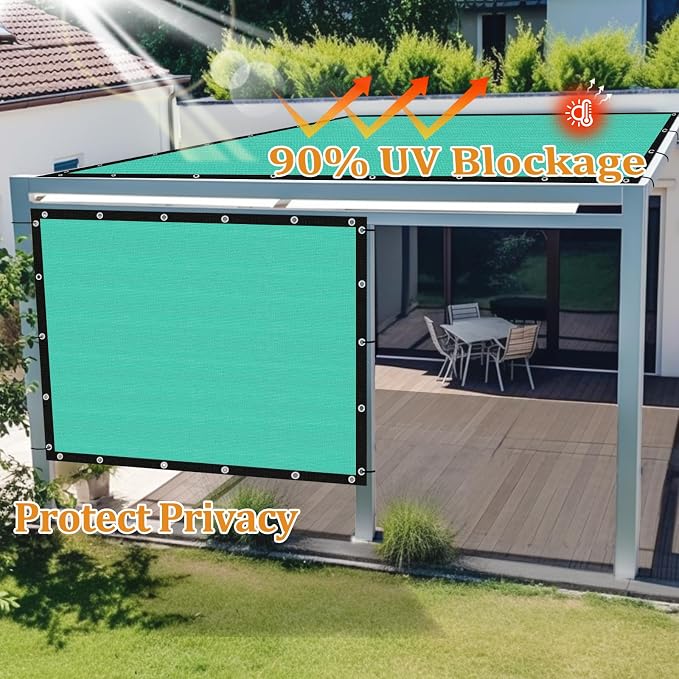 Shade&Beyond Customized Size 90% Sun Shade Cloth with Grommets, 16' X 16' Pergola Shade Cover Canopy, Mesh Tarp Sun Screens for Patio, Outdoor, Garden, Backyard GN01, Turquoise