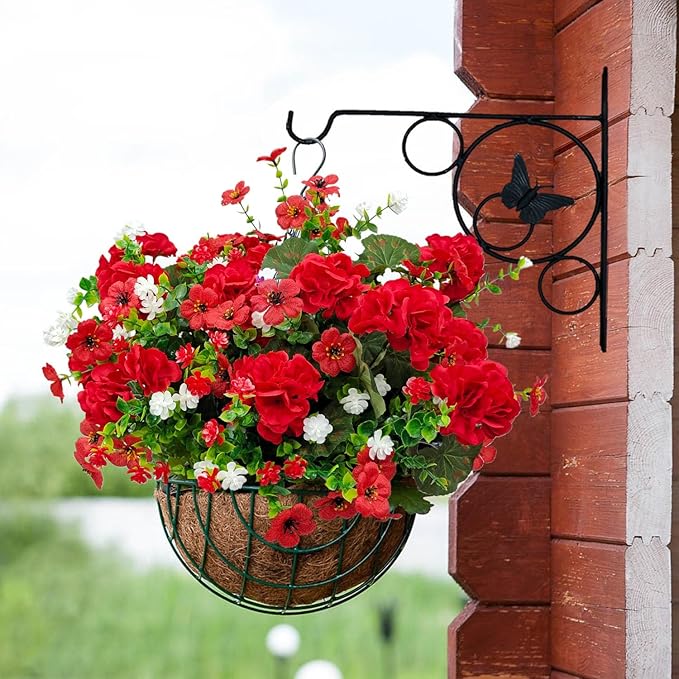 8 Bundles Artificial Geranium Flowers for Outdoors, Realistic Silk Geraniums Fake Flowers UV Resistant Faux Plants for Porch Front Door Planter Patio Balcony Outside Decor (Mixcolor)