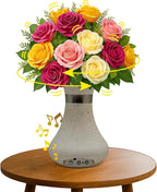 Interactive Robotic Vase for Flower Bouquets - Rustic Sand Speckled| Bluetooth Capable, Touch Sensitive Floral Holder | Record a Message for Mother's Day, Birthdays and More| 6x8.5 Inches