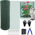33Ft x 16In Plant Protectors from Animals, Heavy-Gauge Plant Cages for Outdoor Plants with Ties,Pliers,Stakes, Rabbit Plant Cage, Wire Plant Protector,Chicken Wire Fencing Mesh (33Ft x 16In)