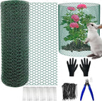 33Ft x 16In Plant Protectors from Animals, Heavy-Gauge Plant Cages for Outdoor Plants with Ties,Pliers,Stakes, Rabbit Plant Cage, Wire Plant Protector,Chicken Wire Fencing Mesh (33Ft x 16In)