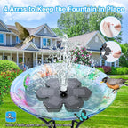 Solar Fountain Snowflake Style, 2025 Upgrade 3.5W Solar Bird Bath Fountains, Solar Powered Water Fountain with 2000mAh Battery, LED Lights, 7 Nozzles for Hummingbird, Garden, Pool, and Pond