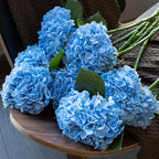 DUYONE 4Pcs 22 inch Lifelike Artificial Hydrangea, 2 Blue & 2 Dark Blue Large Flowers Artificial Flowers Dry Flowers Outdoor Wedding Christmas Office Family Party Living Room Table Deco