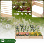 S AFSTAR Raised Garden Bed with 3 Trellis & 2 Planter Boxes, Outdoor Wooden 88" L x 45" W x 43" H Planter Box Kit for Flower Herb Vegetable Fruit Climbing Vines, Gardening Planter for Garden Patio