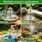 Solar Water Fountain, Upgrade Solar Fountain Pump Kit with 4 Nozzles & 9.94ft Cable, Outdoor 2w Solar Fountain for Bird Bath, Garden, Pool, Pond