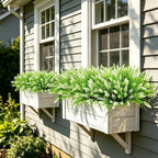 AmyHomie Fake Plants Artificial Flowers for Outdoors – 16 Bundles White Fake Lavender Plants & Monkey Grass, UV Resistant Faux Greenery for Patio, Porch, Planter, Garden and Window Decor