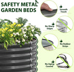 A ANLEOLIFE 12X3X1.5 ft Galvanized Raised Garden Beds Outdoor, Oval Extra Large Metal Planter Box for Planting Vegetables Flowers Herb, Anti-Rust & Easy-Setup, Quartz Grey