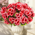 lovemoon 8 Pcs Artificial Geranium Plant Realistic Silk Flowers for Outside UV Resistant Faux Geraniums Flowers for Indoor Outdoor Home Garden Office Decoration (8, Peach)
