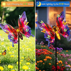 ANGMLN Solar Garden Lights, Outdoor Butterfly Garden Decor Large 41" Metal Decorative Lights, Waterproof Butterfly Outside Decoration Patio Yard Porch Birthday Gardening Gifts for Mom Women, Purple