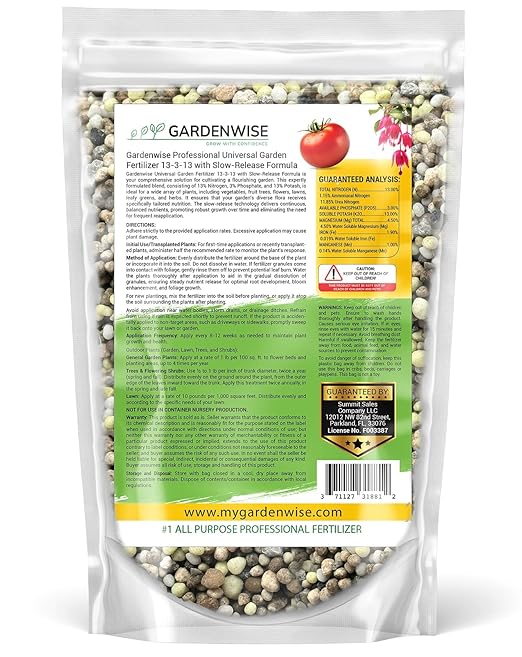 Gardenwise Professional Universal Garden Fertilizer 13-3-13 with Slow-Release Formula (20 QUARTS)