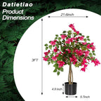 3FT Artificial Bougainvillea Tree, Faux Potted Flowering Plant with Lush Pink Blooms, UV Resistant Indoor Outdoor Artificial Tree for Living Room, Patio, Office, Porch Decoration