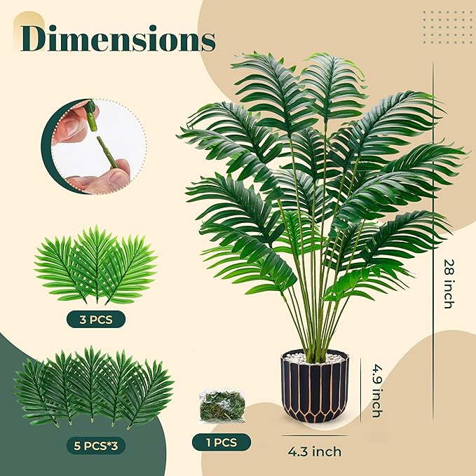 Der Rose Fake Plants Tall Artificial Palm Tree Faux Plants Indoor for Living Room Home House Decor