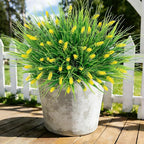 Roberly 24 Bundles Artificial Plants Outdoor, Fake Lavender Flowers UV Resistant Faux Shrubs Plastic Flowers Fake Greenery Plants for Porch Garden Window Box Home Indoor Outdoor Decorations, Yellow