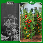 3 Pack Square Tomato Cages, 42 inch Heavy Duty Metal Steel Tomato Plant Cage Support with Clips, Height Adjustable Tomatoes Trellis for Raised Garden Bed Climbing Plants