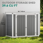 DWVO 41 Cu.ft Horizontal Resin Storage Shed, All Weather Outdoor Garden Shed 4.7x2.5 FT with Hydraulic Struts, 3 Locks, Lockable to Floor for Garden Tools, Trash Cans, Gray