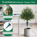 Artificial Cedar Topiary Ball Trees,16'' UV Resistant Fake Evergreen Shrubs Bushes Plants with Ground Spike 2 Set of Fake Plants for Outdoor Indoor Front Porch Garden