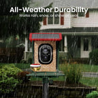 Smart Bird Feeder with Camera Solar Powered, 2K HD Video, AI Bird Species Identification, Instant Arrival Alerts, Weatherproof Design for Effortless Birdwatching, Gift for Fathers Day, Red
