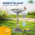 VIVOHOME Bird Bath for Outside, Polyresin Pedestal Bird Baths for Outdoor, Garden, 28 Inch Height Weather-Resistant Birdbaths with 20" Bowl, Gray