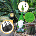 VChymm Flocked Solar Garden Gnomes Outdoor Statues 15.8”Outdoor Garden Decor LED Outdoor Decor Light Unique Housewarming Gifts Yard Art Sculptures for Patio Lawn Ornaments