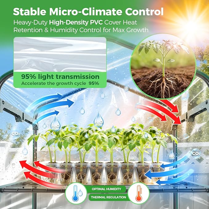 Mini Greenhouse for Outdoors Indoor: Ohuhu Small Plants Green House with 5 Tier Shelves, Portable Plastic Greenhouses with Heavy Duty Transparent PVC Cover for Garden Patio Backyard Porch Balcony