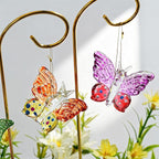 HDCRYSTALGIFTS 4pcs Blown Glass Butterfly Stakes Garden Decorations, Colorful Butterfly Suncatchers with 13.5inch Small Golden Stakes for Flower Bouquet Outdoor Indoor Plant Pot Flower Bed Home Décor