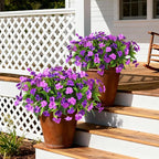 Artificial Impatiens Flowers for Outdoors, 6 Bundles Silk Fake Flowers for Spring Summer Decoration, UV Resistant Faux Plants Plastic Bouquet for Home Planter Porch Patio Yard Decor(Double Purple)