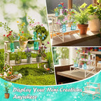 Make It Miniature Botanicals Kit - Mini Plants Collectibles with Flowers, Bouquets, Bonsai, Succulent, Garden, Wooden Display Stand - DIY Crafts Toy Gifts for Kids 6+, Collectors, Decoration