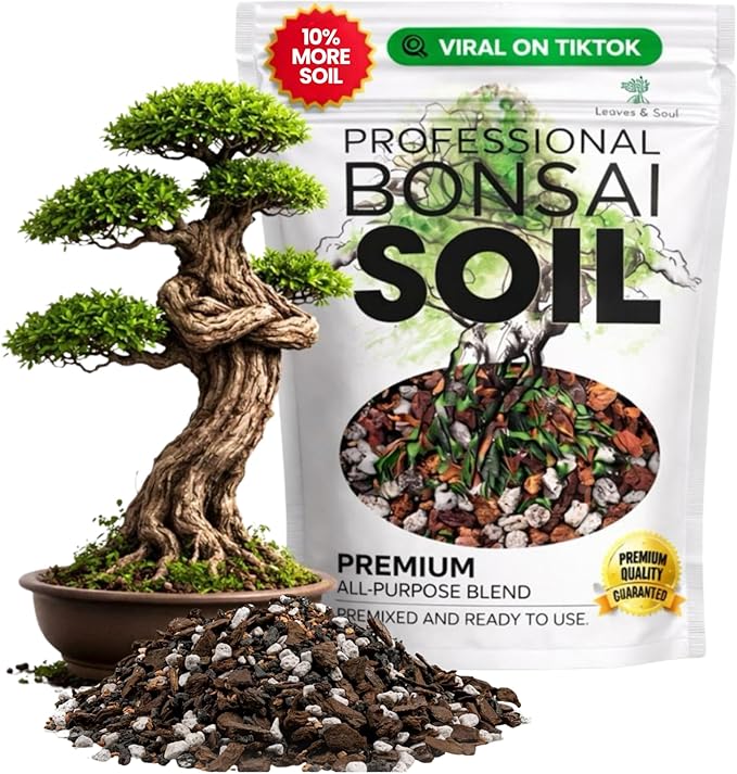 Professional Bonsai Soil Mix Ready to Use | Large 2.2 Quarts, Premium Potting Soil for Bonsai Trees, Fast Draining Blend Lava Limestone Pearock Calcined Clay Pinebark Indoor Outdoor | Made in USA