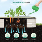 5 in 1Galvanized Raised Garden Bed - 8x3x1ft Modular Garden Planter Bed Outdoor | Steel Raised Bed Kit with Bracing Rods, Gloves for Gardening Vegetables Fruits and Flowers (White)