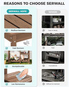 SERWALL Outdoor Potting Bench 2-Piece Set, Rot-Resistant HDPE Potting Table with Removable Sink for Outside Gardening, All-Weather Use - Brown