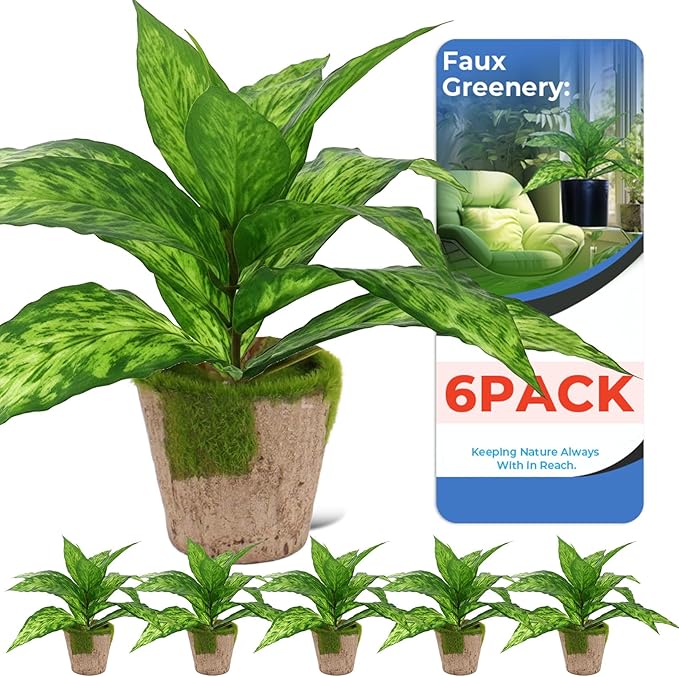 6 Pack Artificial Agave Plants Outdoor & Indoor, 11 Inches Faux Agave Plants,Not Prone to Fading Artificial Outdoor Plants for Garden, Patio, Porch, Desk Decor Excluding the Flowerpot