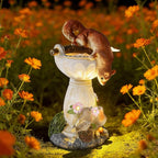 HUYIENO Solar Garden Statue Outdoor Decor Ornament Waterproof Solar Powered LED Lights for Yard, Patio, Lawn Gift for Mom, Women, Housewarming Squirrel