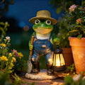 11'' Solar Frog Garden Decor Outdoor Statue with Lantern Gift Idea Light Decorations for Yard Garden Patio Mom Gift