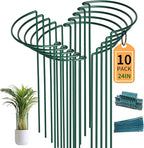 TCBWFY 10 Pack Garden Supports for Plants Metal 10" Wide x 24" High Interlock Half Round Garden Plant Support Ring Border Support Plant Support Ring Cage for Rose Flowers Vine Tomato