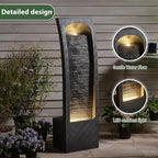 Indoor Water Fountain Waterfall Fountain with LED Lighting 42.5 Inch Tall Tiered Waterfall for Garden Patio Backyard Decor