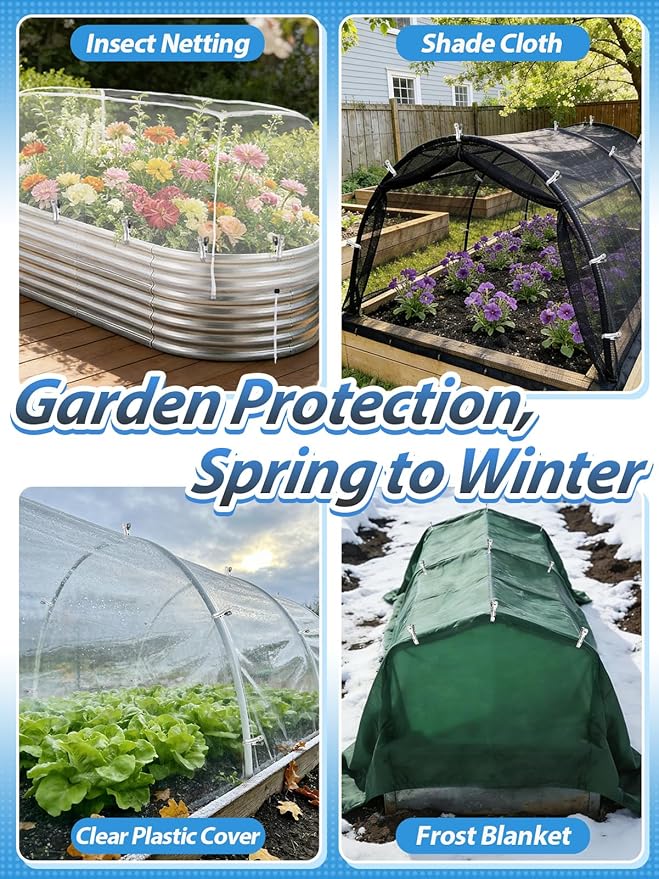 100Pcs Stainless Steel Garden Cilps - Large Open Metal Clamps for Greenhouse Hoops, 2" Fix Plant Cover Shade Cloth Netting Tarp, Tight Grip Weatherproof Gardening Supplies