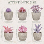 Set of 6 Artificial Succulents Potted - Realistic Mini Fake Cactus Plants in Paper Pulp Pots, 2-4'' Mixed Sizes for Farmhouse Shelf, Bathroom, Coatrack Shelf, Bedroom Indoor(Elegant Style)