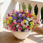 24 Bundles Lifelike Outdoor Artificial Flowers, UV Protected No Fade Fake Silk Plants for Spring Summer, Realistic Faux Flowers for Garden Porch Patio Decorations (6 Color Mix)