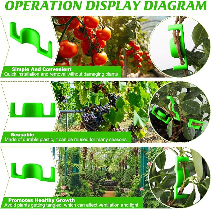 Feekoon 40 Pack Universal LST Plant Training Clips Reusable Low Stress Branch Benders for Enhanced Light Exposure & Airflow – Ideal for Indoor Gardening Cultivation to Bend or Interlock Stems(Green)