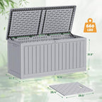 Devoko 260 Gallon Double-Wall Deck Box with Divider, Side Handles, Resin Outdoor Large Storage Box Waterproof and Lockable for Patio Furniture, Garden, Pool (Grey, 260 Gallon)
