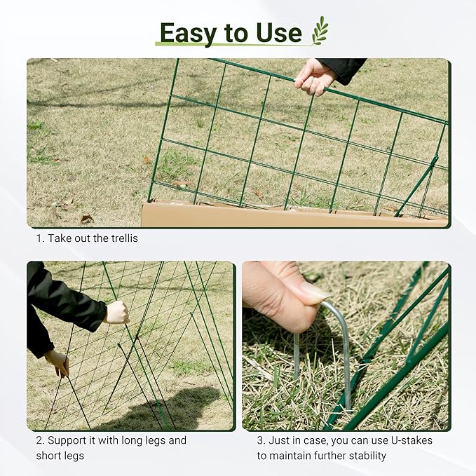 Cucumber Trellis for Garden - 4 Pack, 48" L x 24" W Garden Trellis for Climbing Plants Outdoor with Support Structures, A Frame Trellis for Climbing Vegetables Peas, Vine, Bean