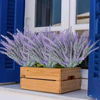 TURNMEON 10 Bundles Artificial Lavender Flowers for Outdoors Summer Decor,UV Resistant Fake Flowers Plants Flocked Faux Plastic Shrubs Wedding Bouquet Window Box Table Home Cemetery Decor(Gray Purple)