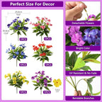 Hommyea Artificial Fake Flowers for Outdoor, 6 Bundles UV Resistant Faux Plants Decoration Silk Flowers No Fade Plastic Flowers for Outside Planters Home Porch Patio Yard Garden Decor
