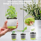 Sckee Clear Nursery Pots for Plants, 30 Packs Plastic Seed Starting Pots with Drainage Holes Plant Nursery Pots Silicone Base (Light Green, 4 inch with lids)