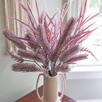7 PCS Artificial Stems Fake Plants for Spring Summer Decor, 26 in Fake Leaves Greenery Branches Purple Silk Flowers Faux Foliage DIY Stems for Vase Home Kitchen Farmhouse Indoor Table Centerpiece