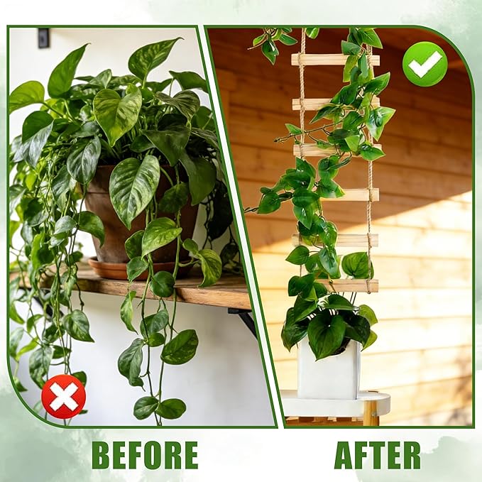 Extra Tall 3ft Wooden Ladder Trellis for Climbing Plants - Sturdy Indoor/Outdoor Plant Support,Easy Assembly & Space-Saving Vertical Garden Decor for Potted Plants, Vines, Pothos, Monstera