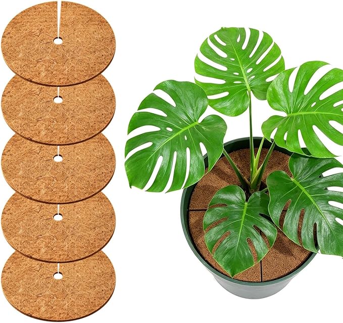 Coconut Coir Mulch Mat, 11.8 in Round Weed Barrier Disc, Natural Biodegradable Coco Fiber Tree Protection Mat, Moisture Retention Mulch Ring for Indoor Outdoor Garden Plants Landscaping, Multi-Count