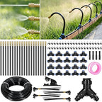 100Ft 360° Adjustable Drip Irrigation System Kit, 1/4 Inch PE Tubing with 20 Bendable Nozzles, Automatic Garden Watering System for Greenhouse, Lawn, Raised Bed, Flower Bed