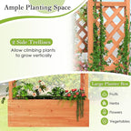 HAPPYGRILL Raised Garden Bed w/Trellis, 2 Wooden Elevated Planter Box w/Hanging Roof, Drainage Holes & Removable Bottom Panels for Climbing Vine Flower, Indoor Outdoor Wood Planter for Yard Patio