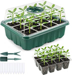 ondware 10-Pack Seed Starter Trays with Humidity Domes, 120 Cells, Seed Starter Kit for Indoor Greenhouse, Seedling Starter Tray for Seeds Growing Starting